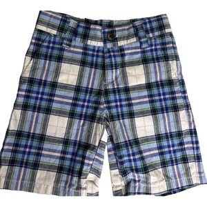 Janie and Jack Plaid Shorts Boys Size 3 Blue Adjustable Waist Preppy